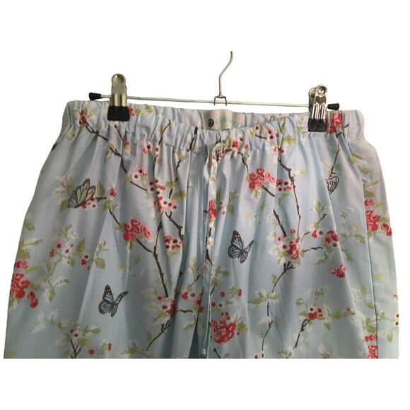 Ella Simone PJ Set Women's Size Medium Blue Red Floral Short Sleeve Top & Pants - Picture 8 of 11